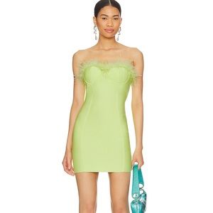 Superdown feather dress XS 💚 brand new with tags. Amazing fit! Super fun!